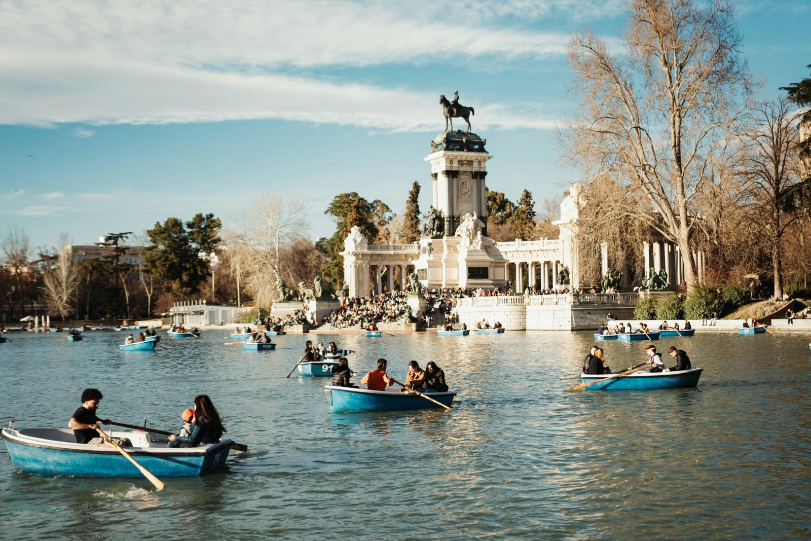 Boating at Retiro park is a must-do activity in Madrid.