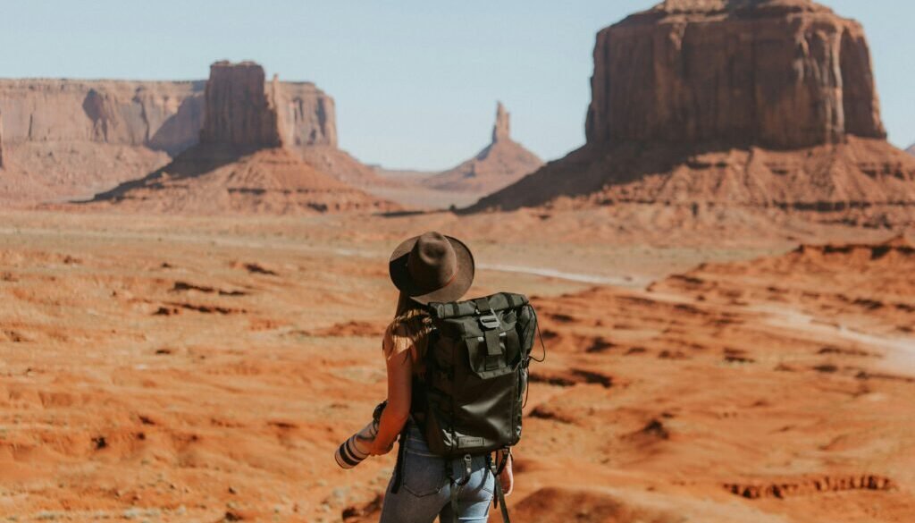 Solo traveler in a desert.