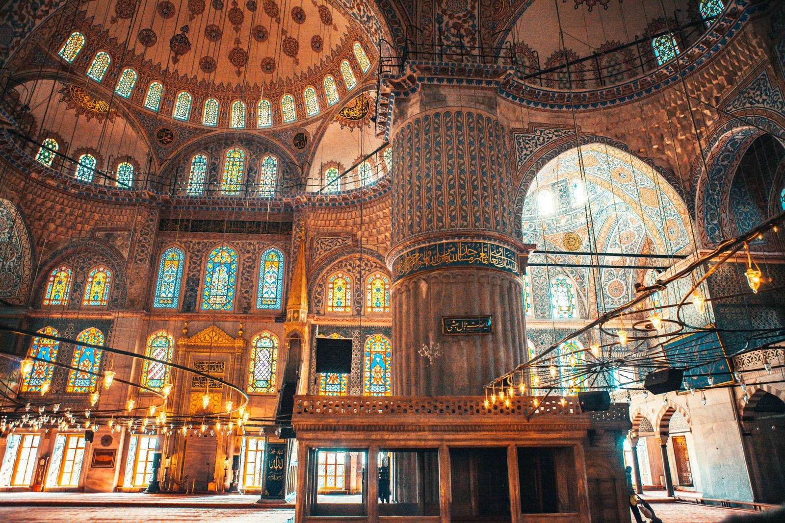 Discover the best things to do in Istanbul. Featured is the interior of Blue Mosque.