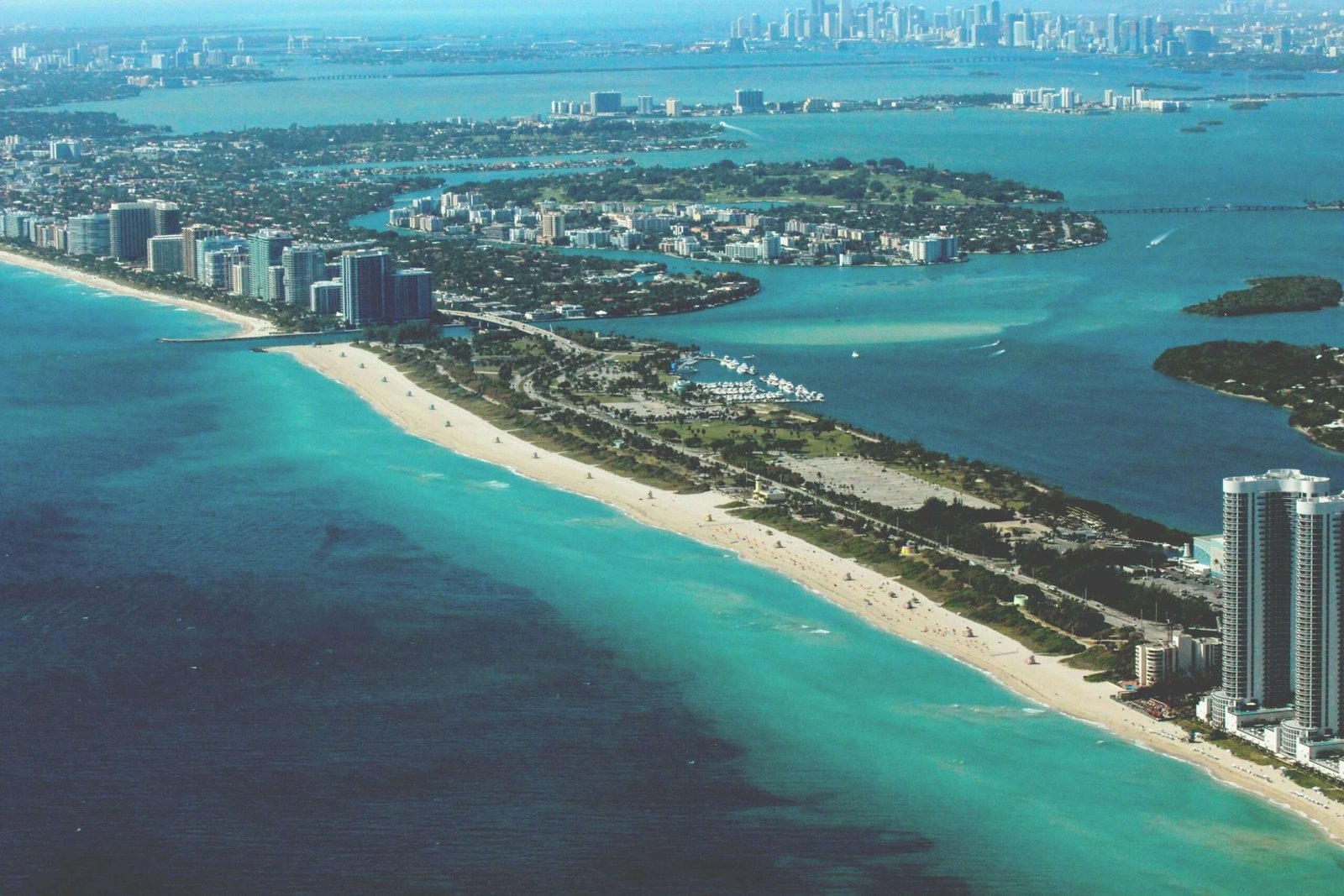 Miami is one of the best places for a bachelorette party. Featured is an aerial view of Miami.